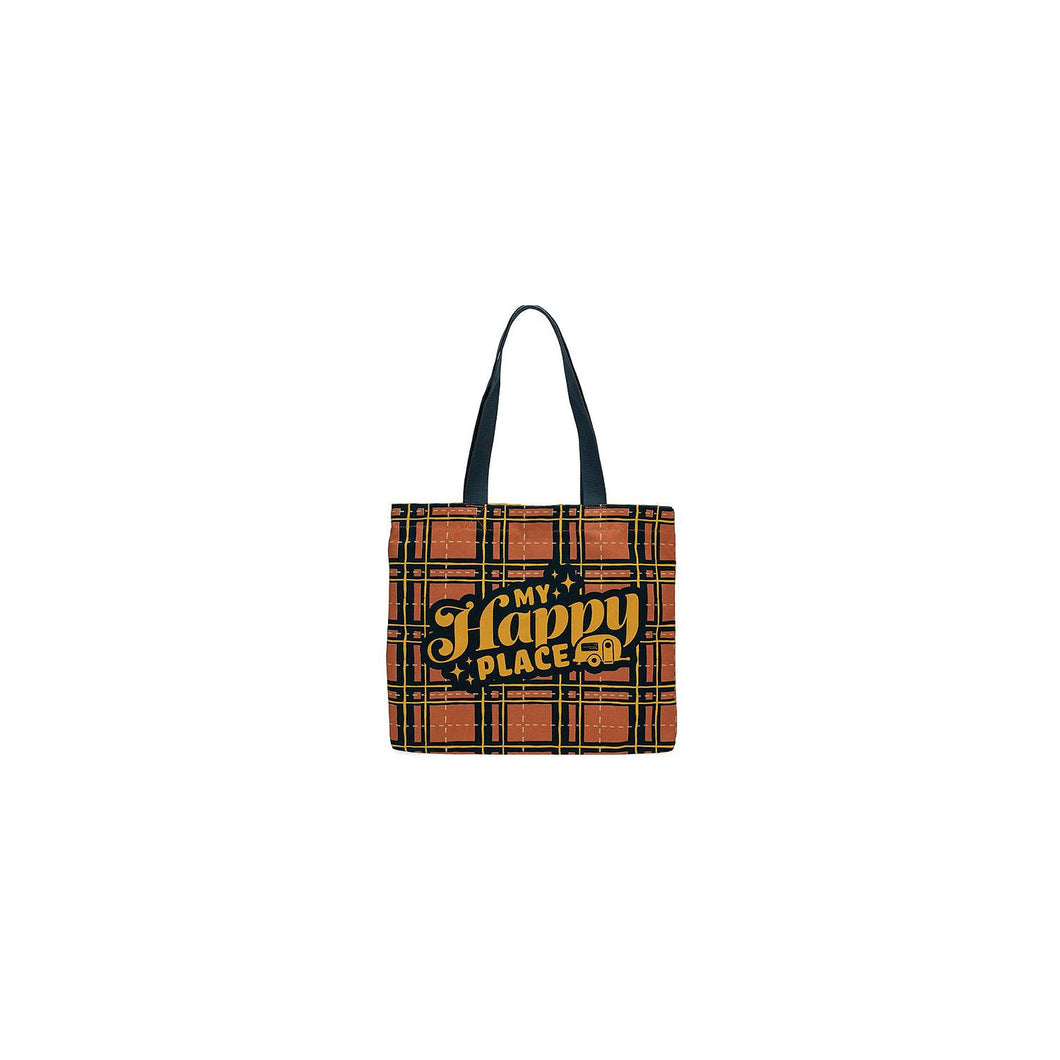 Camco 53482 Tote Bag, My Happy Place Red Plaid -Modern Boat Sales & Service