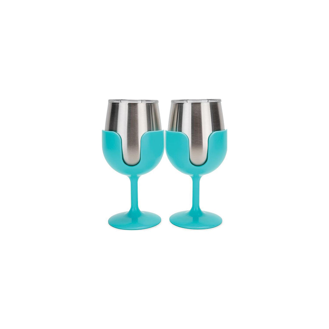 Camco 53484 Wine Tumblers, 8 oz., Light Blue, 1 pr. -Modern Boat Sales & Service