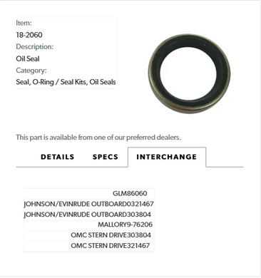 18-2060 SIERRA MARINE OIL SEAL/75F