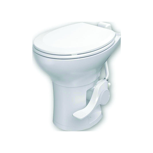 Voyager Plus Rv Toilet With Porcelain Bowl, White, Full Set Height, 17.6" H x 10.67" D -Modern Boat Sales & Service