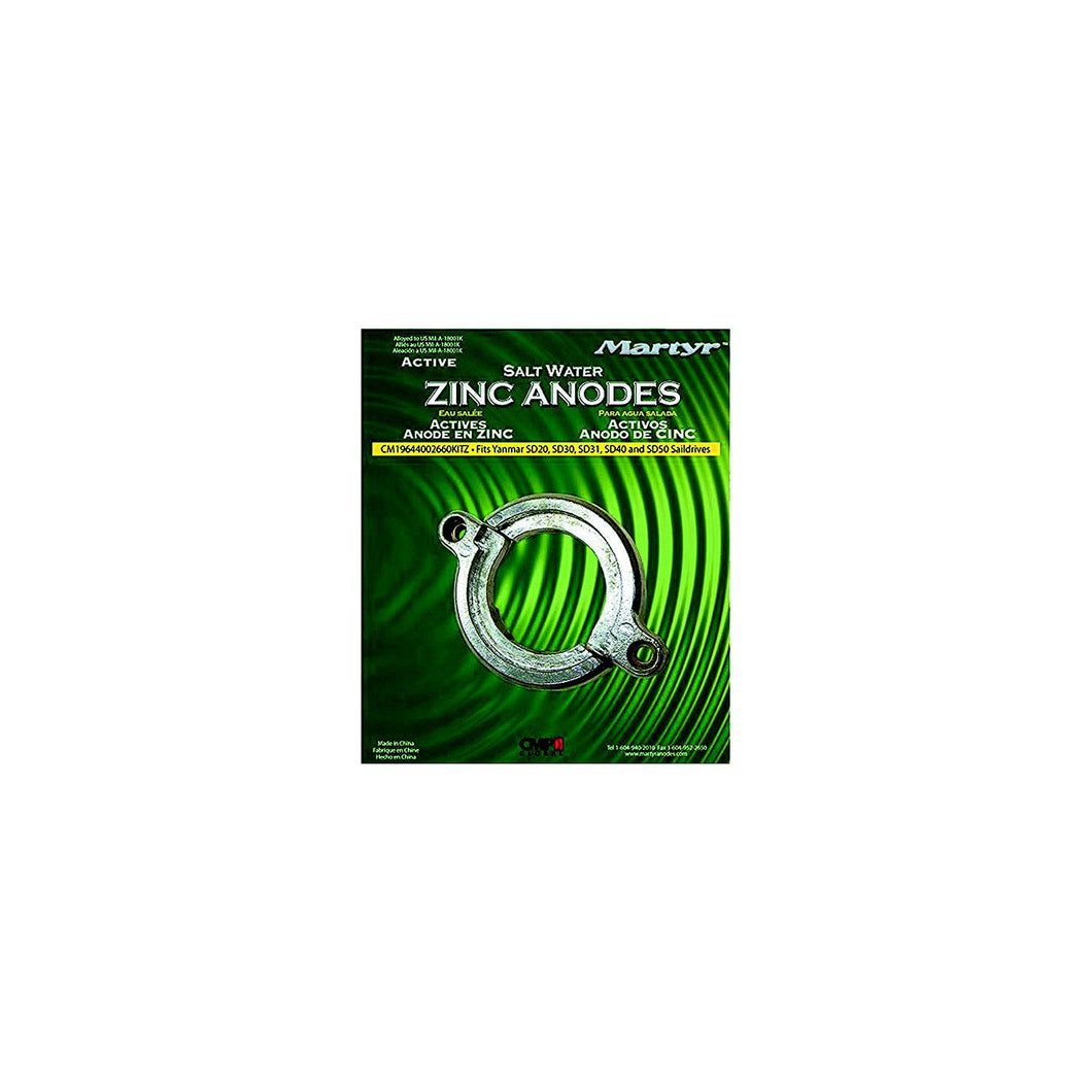 Martyr AP19644002660KZ Yanmarâ„¢ Split Ring Saildrive Anode, Zinc -Modern Boat Sales & Service