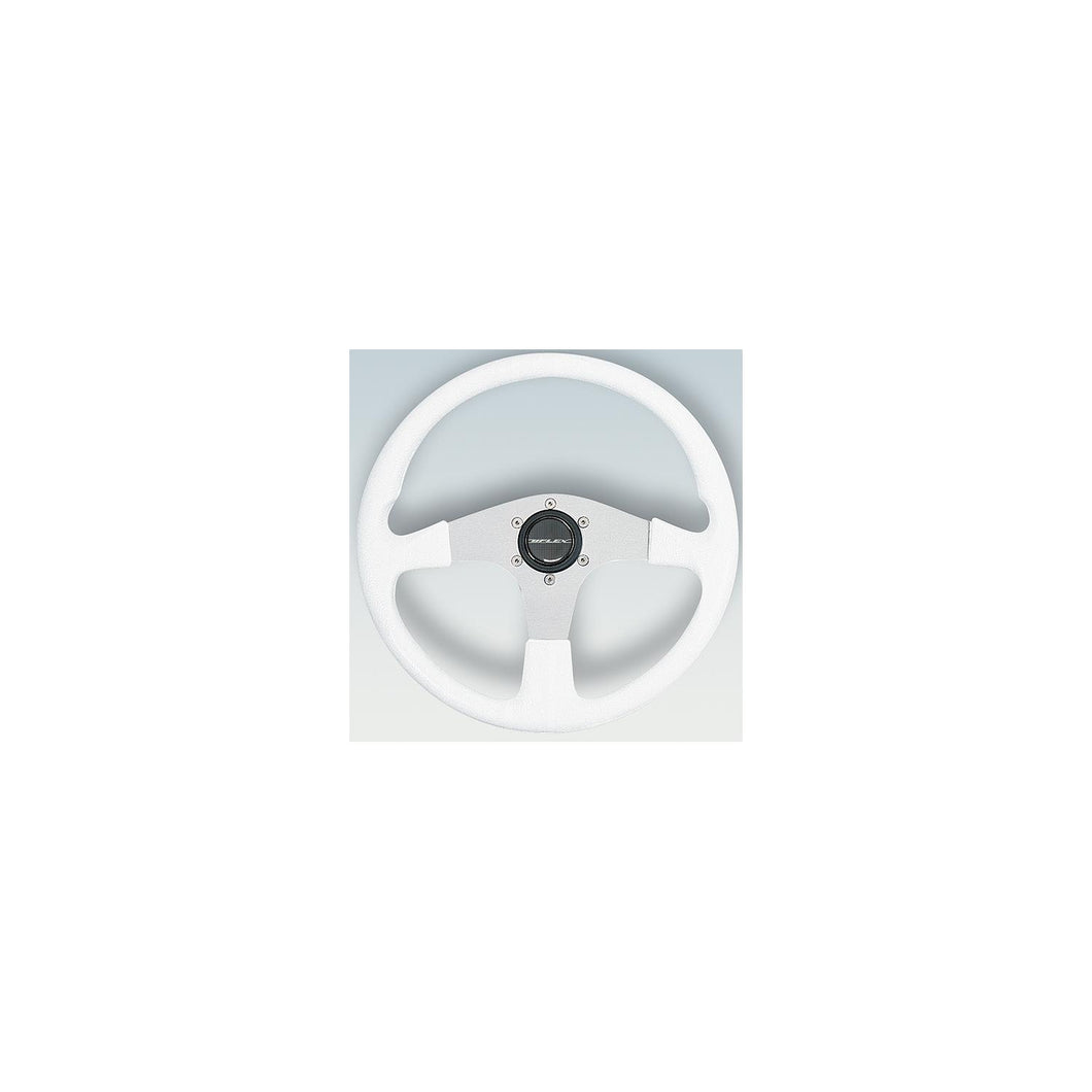 Uflex Corse Steering Wheel, White PVC Grip w/Silver Spokes -Modern Boat Sales & Service