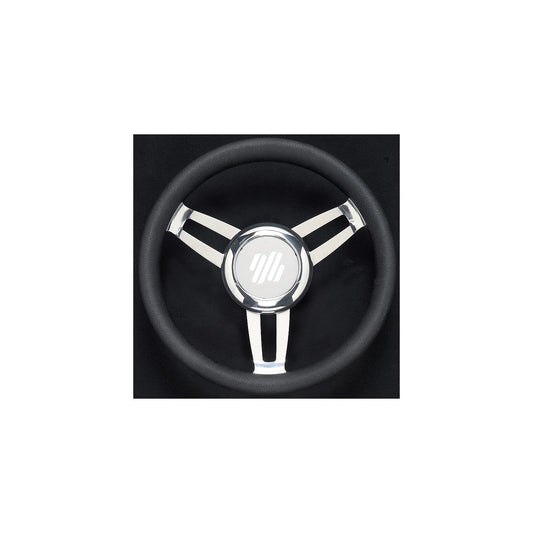 Foscari Steering Wheels, Black Vinyl Chrome -Modern Boat Sales & Service