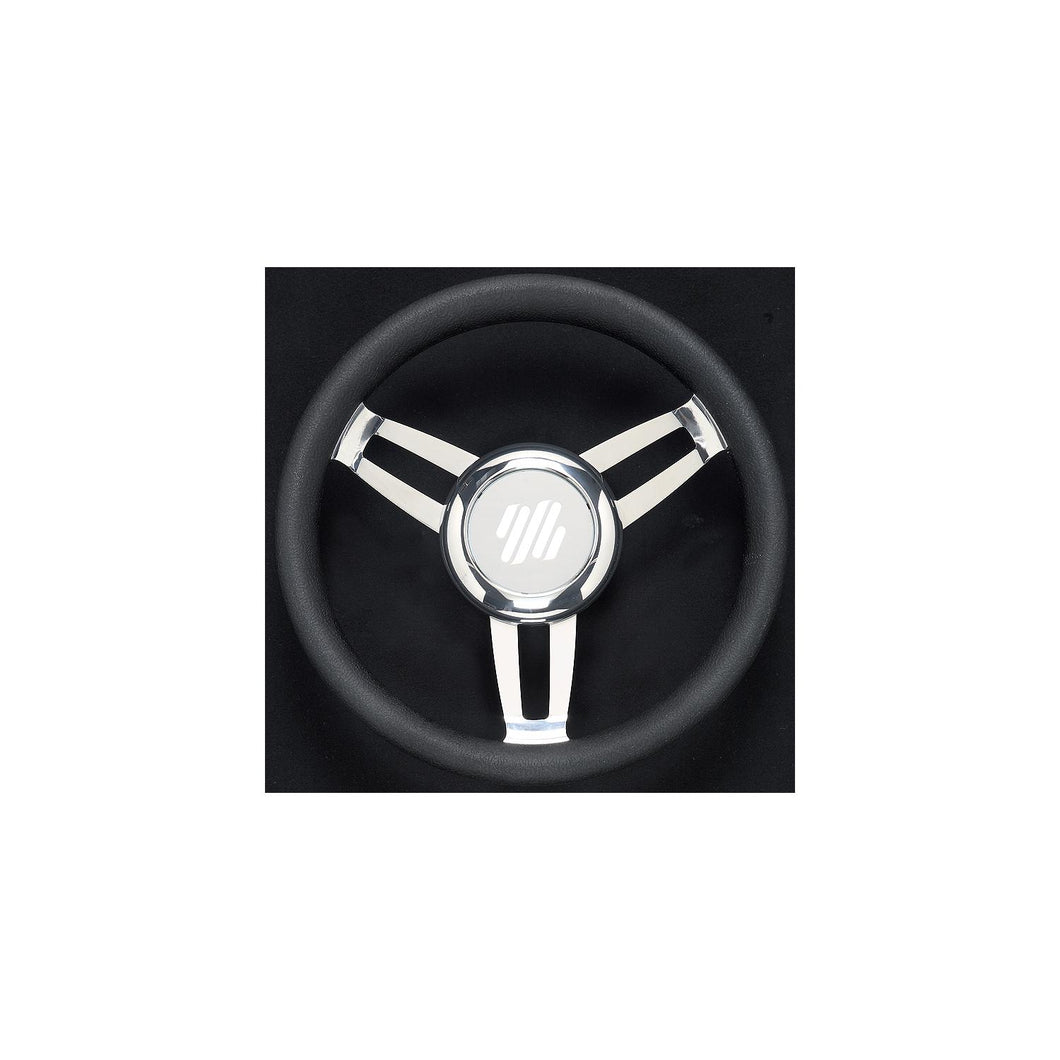 Foscari Steering Wheels, Black Vinyl Chrome -Modern Boat Sales & Service