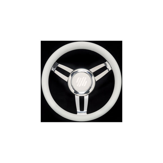 Foscari Steering Wheels, White Vinyl Chrome -Modern Boat Sales & Service
