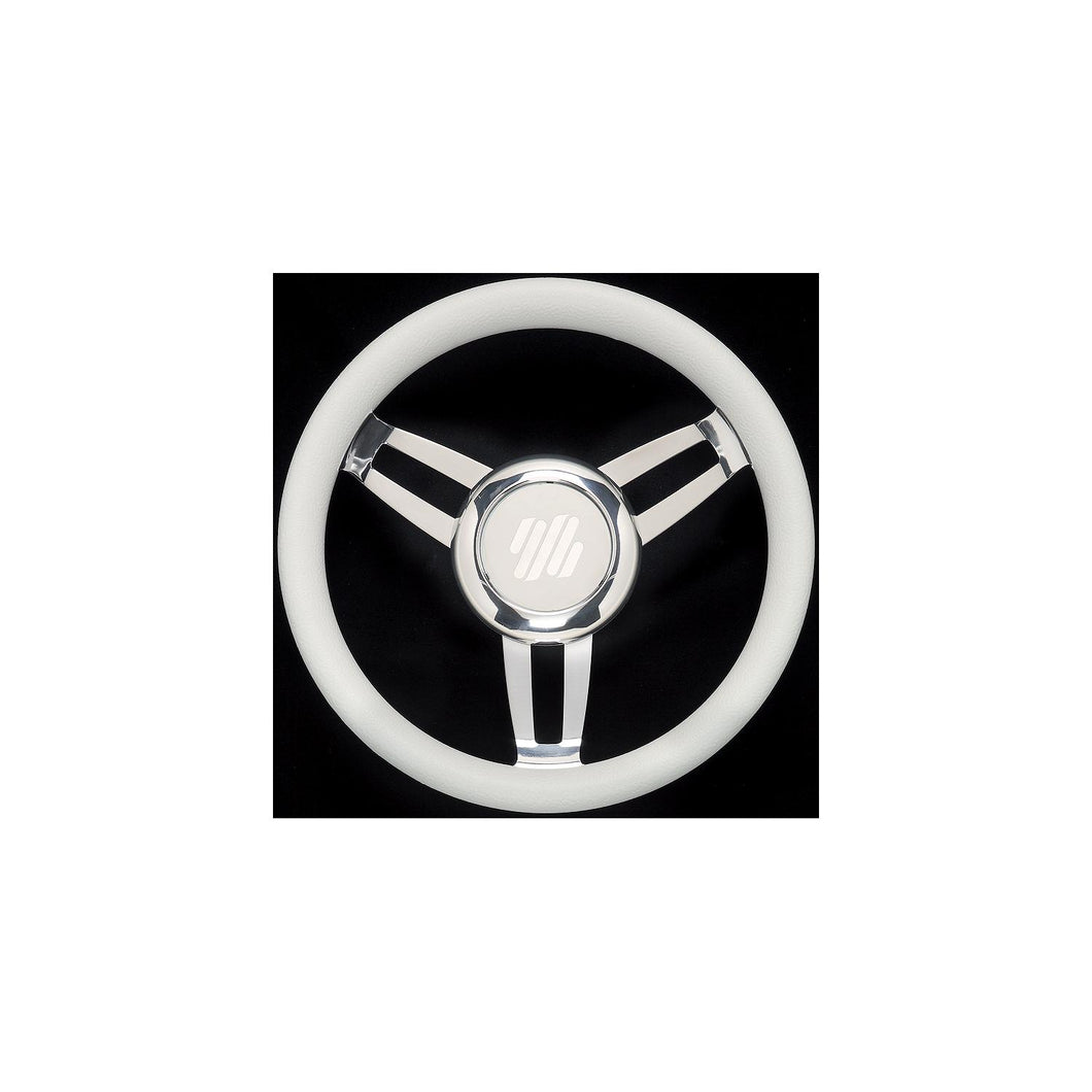 Foscari Steering Wheels, White Vinyl Chrome -Modern Boat Sales & Service