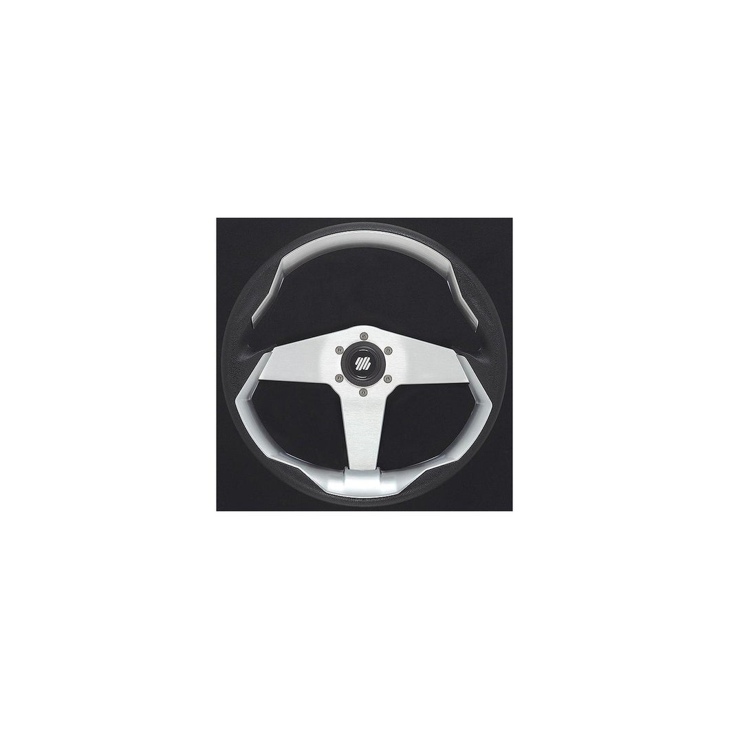 Uflex GRIMANIBSVE Grimani Steering Wheel, Black w/Silver Spokes -Modern Boat Sales & Service