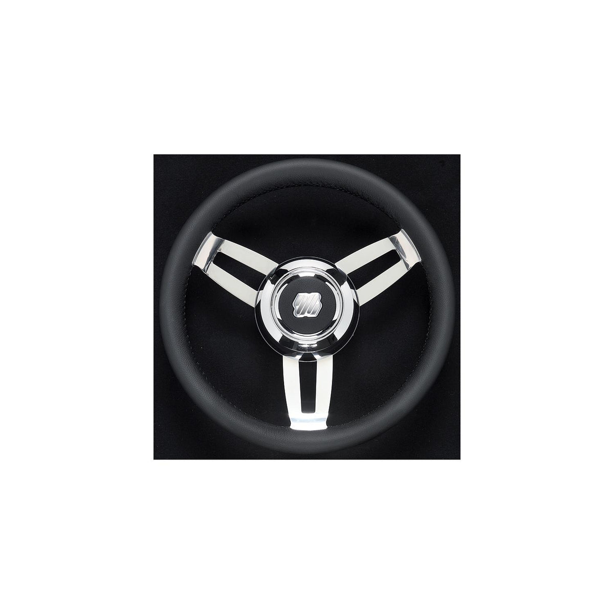 Morosini Steering Wheels, Black Poly w/Chrome Hub -Modern Boat Sales & Service