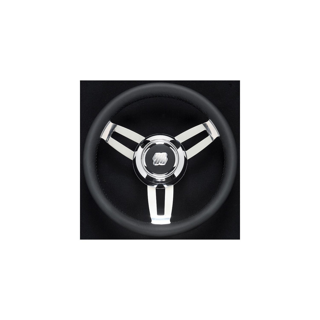 Morosini Steering Wheels, Black Poly w/Chrome Hub -Modern Boat Sales & Service