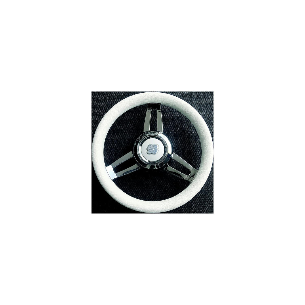 Morosini Steering Wheels, White Poly w/Chrome Hub -Modern Boat Sales & Service