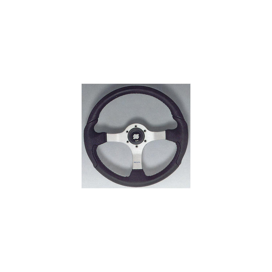Nisida Steering Wheel, Polished Finish w/Black Grip -Modern Boat Sales & Service