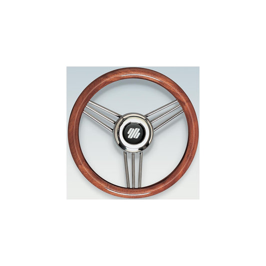 Mahogany Non-Magnetic Stainless Steel Steering Wheel -Modern Boat Sales & Service