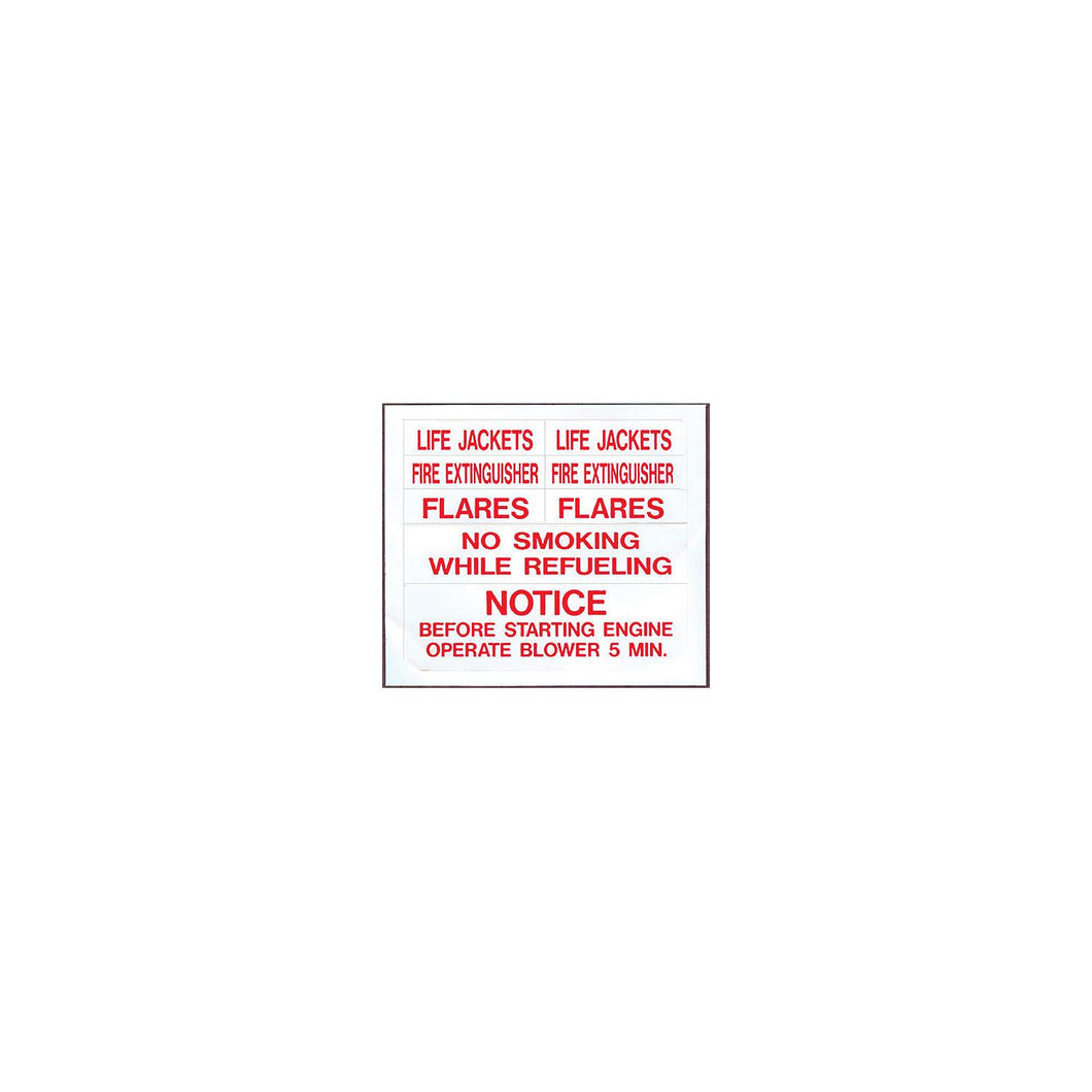 Red Safety Label Set -Modern Boat Sales & Service
