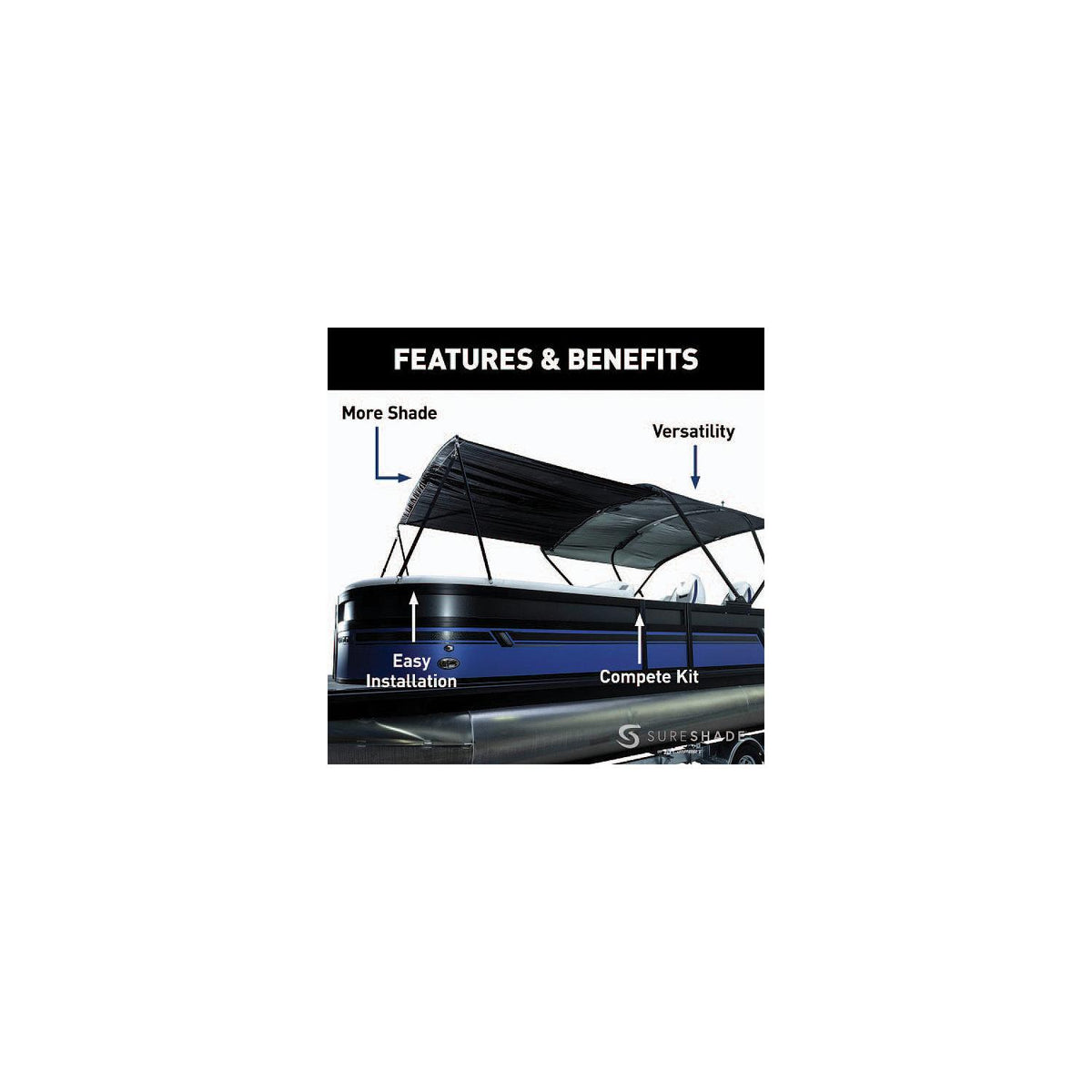 Taylor 2021013744 Bimini Extension For SureshadeÂ® Power Bimini , 92" W x 91"L extended, Black Default Title -Modern Boat Sales & Service