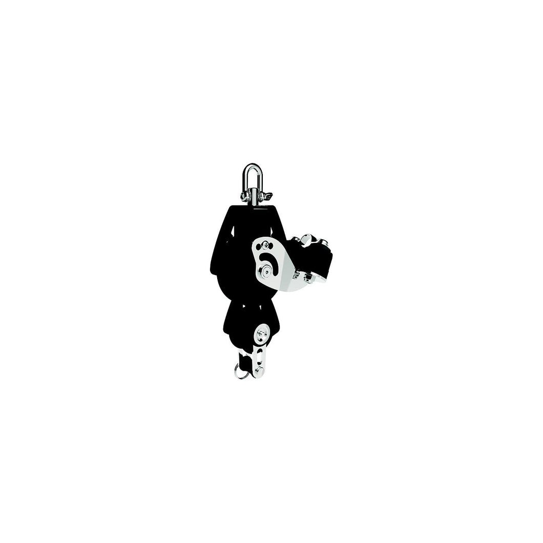 Lewmar 50MM Fiddle Block W/Cam & Becket, Black, 1/4