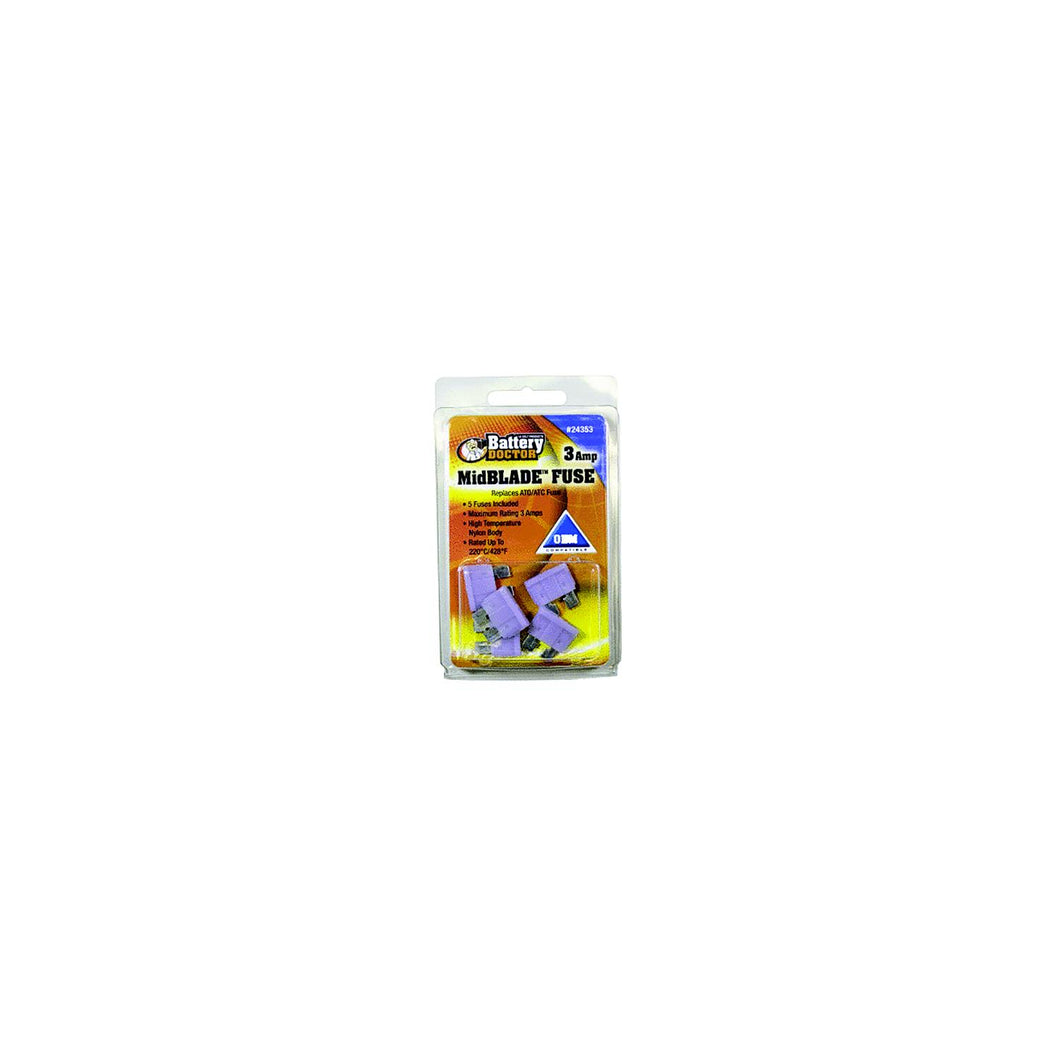 Battery Doctor Midbladeâ„¢ ATO/ATC Fuses, 3A, 5/Pk Default Title -Modern Boat Sales & Service
