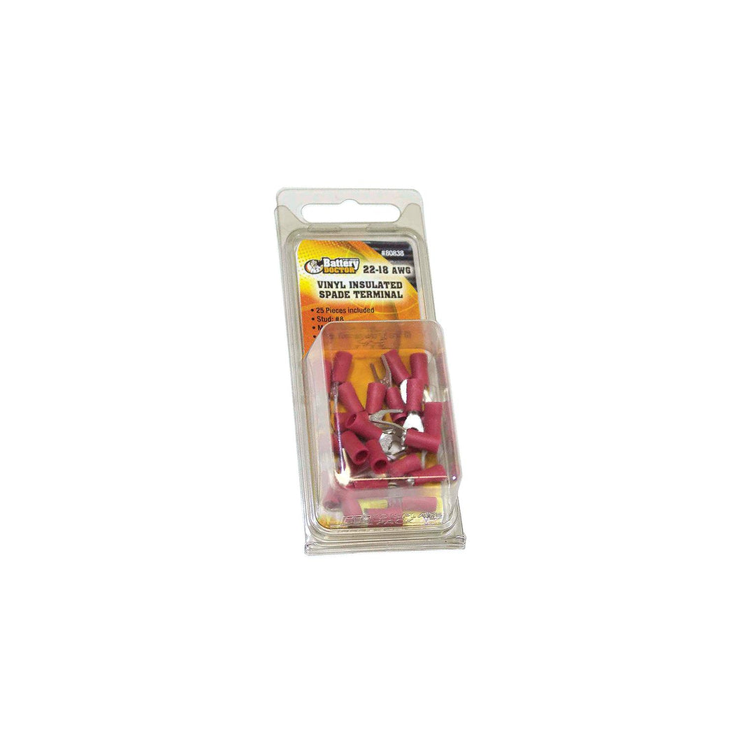 Battery Doctor Red Vinyl Insulated Spade Terminal, 16-14 AWG, 25/Pk. -Modern Boat Sales & Service