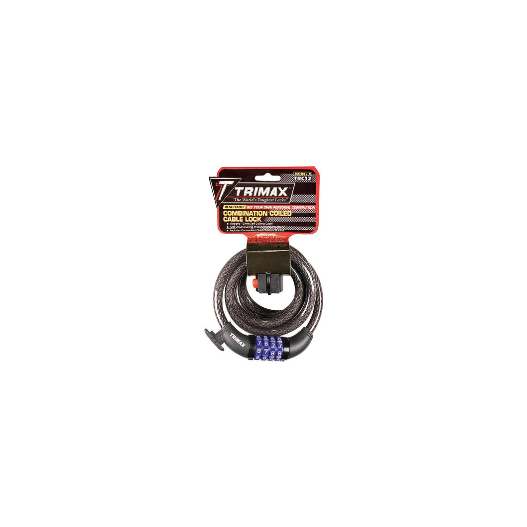 Trimax TRC106 Quadra-Braid 6' x 10mm Cable Lock with Combination & Quick Release Bracket Default Title -Modern Boat Sales & Service