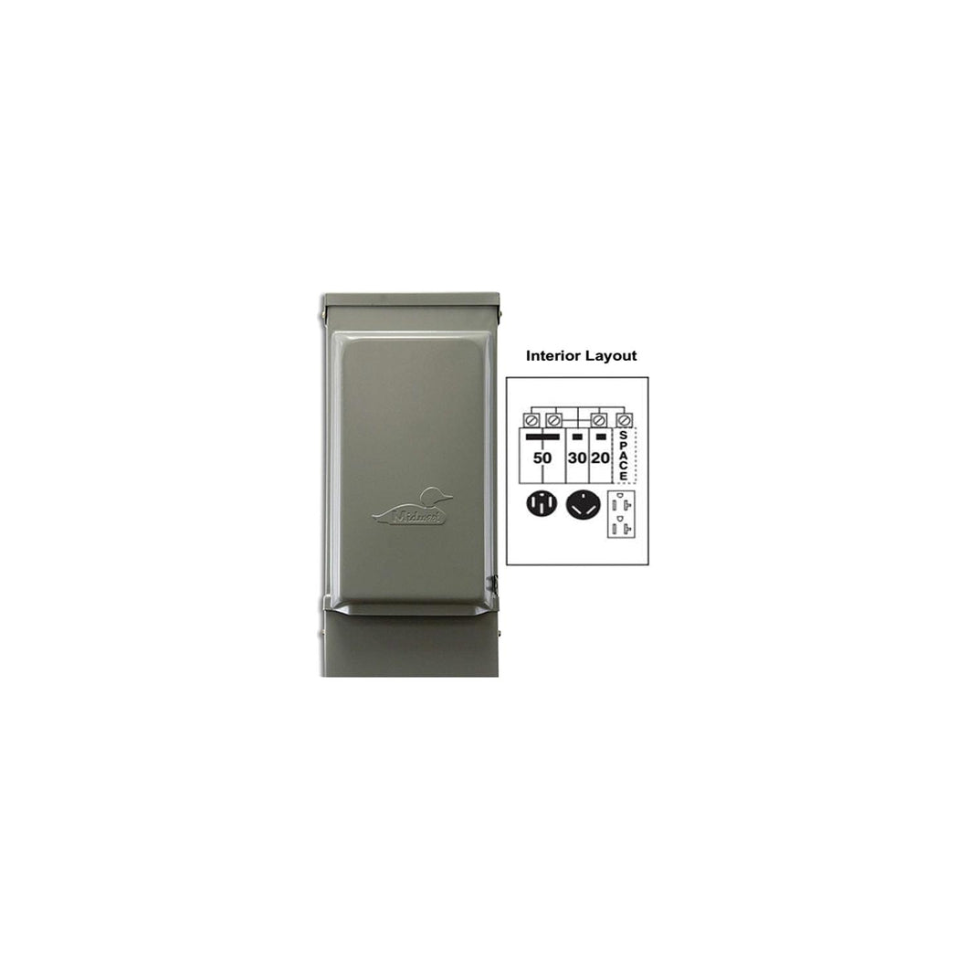 Parallax U075CTL010 80A 120/240V Outdoor RV Power Outlet with 20A-1 & 30A-1 & 50A-2 Pole Breaker & TT-30R & 5-20R1 GFl & 14-50R Receptacle -Modern Boat Sales & Service