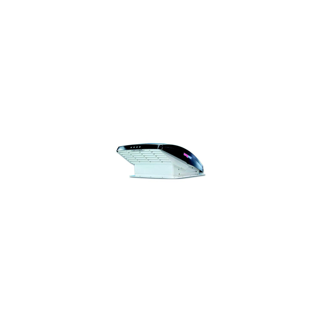 MaxxFan Deluxe 0007500K Smoke RV 10-Speed Fan w/Electric Opening, Remote Control & Rain Shield -Modern Boat Sales & Service