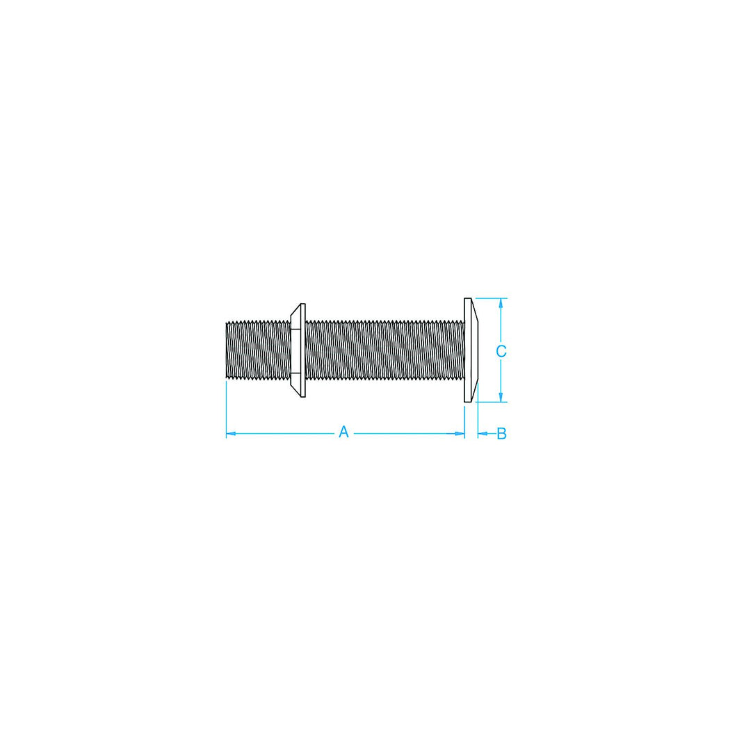 Groco THXL1000WS Stainless Steel Extra Long Thru-Hull Fittings, 1