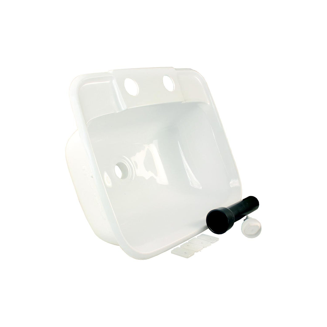 JR Products 95351 White Molded RV Lavatory Bathroom Sink -Modern Boat Sales & Service