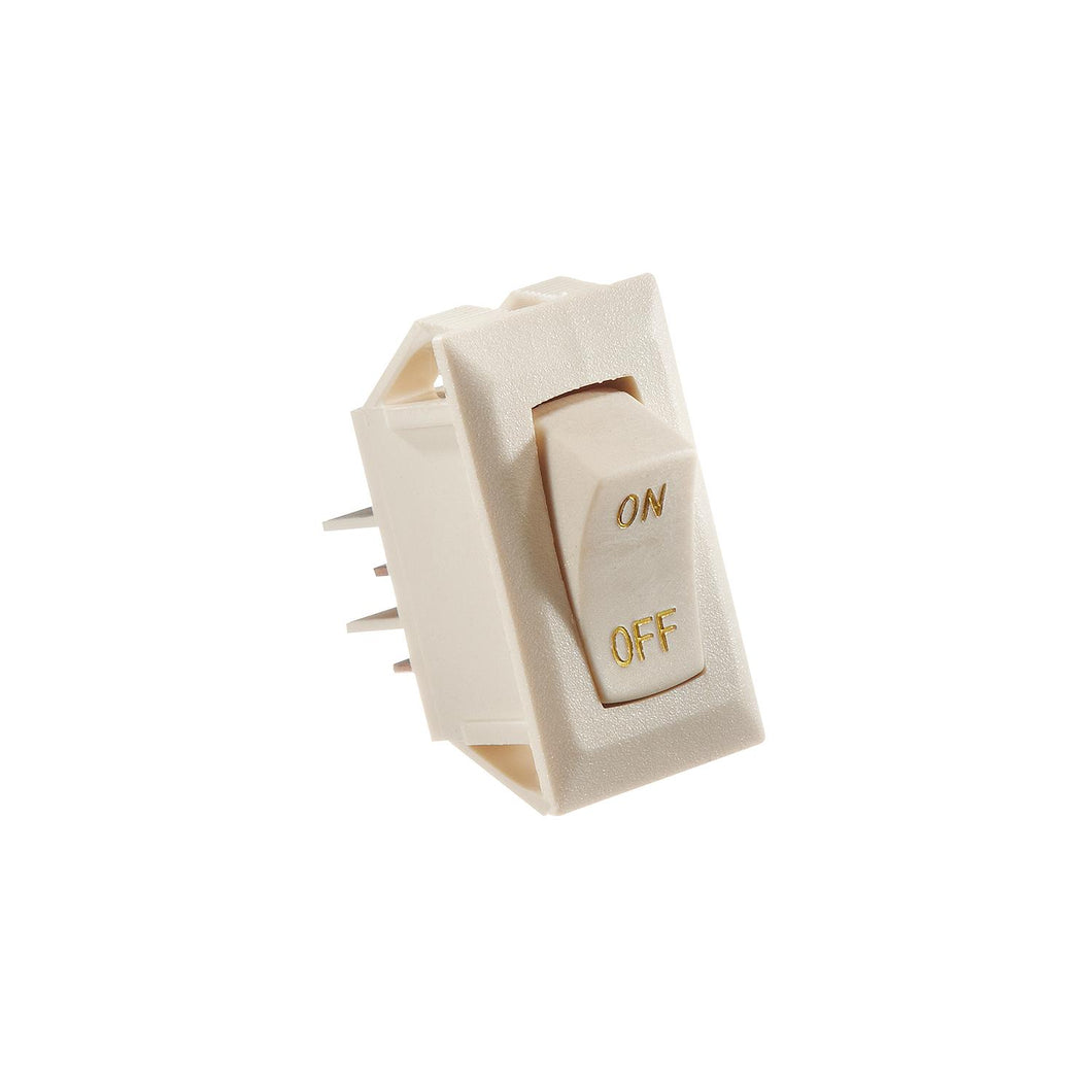 Ivory Rocker Switch w/Gold text, 10 A, On/Off - SPST - Cut-Out .550