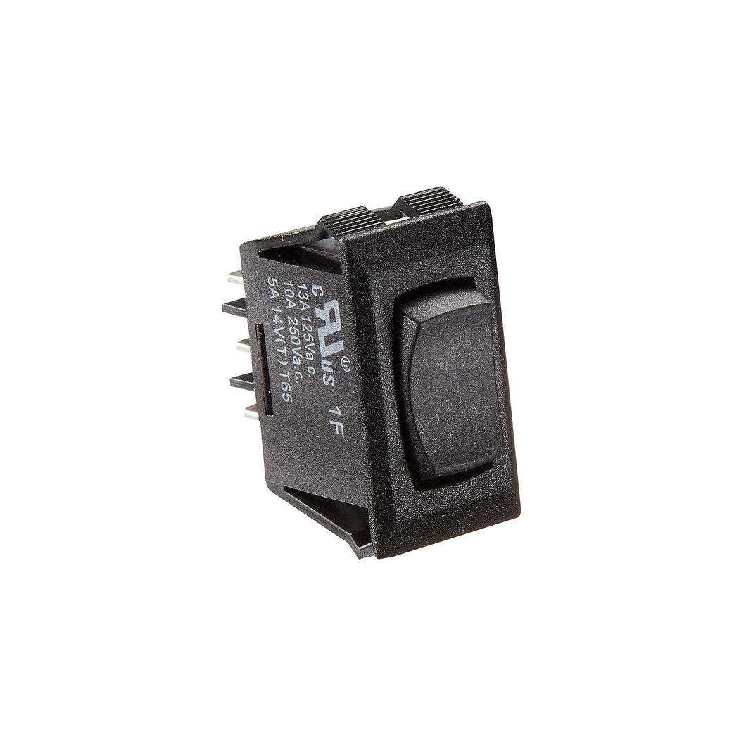 Black Rocker Switch, 10 A, Momentary On/Off/Momentary On - SPDT - Cut-Out .550