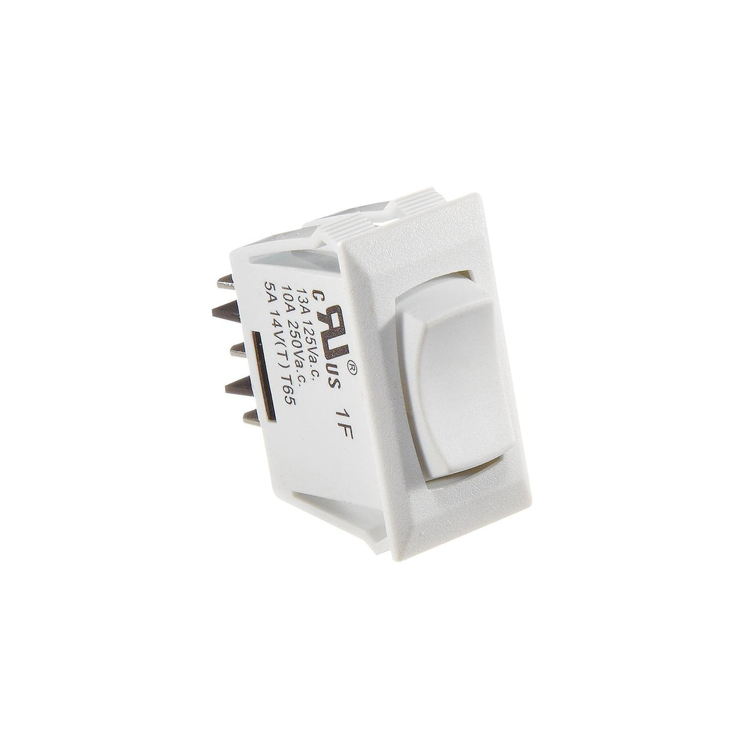White Rocker Switch, 10 A, Momentary On/Off/Momentary On - SPDT - Cut-Out .550