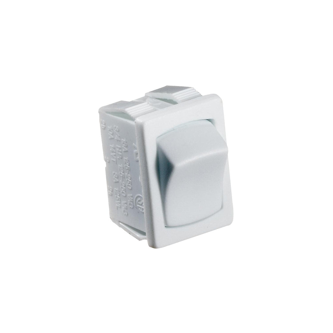 White Rocker Switch, 10 A, On/Off - SPST - Cut-Out .508
