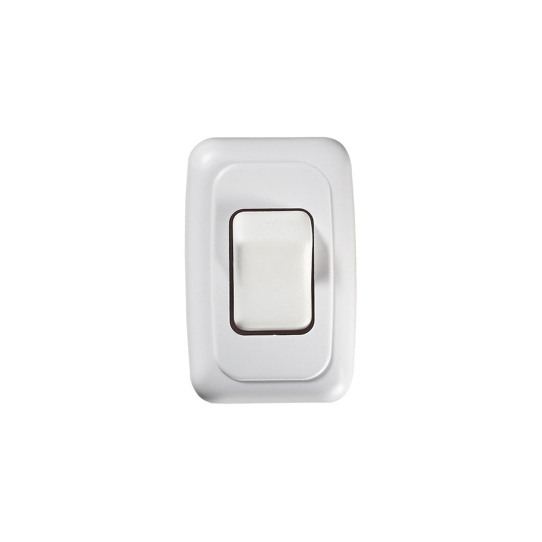 Contoured Wall Switch, White, Single, On/Off - SPST - Cut-Out 1-5/8