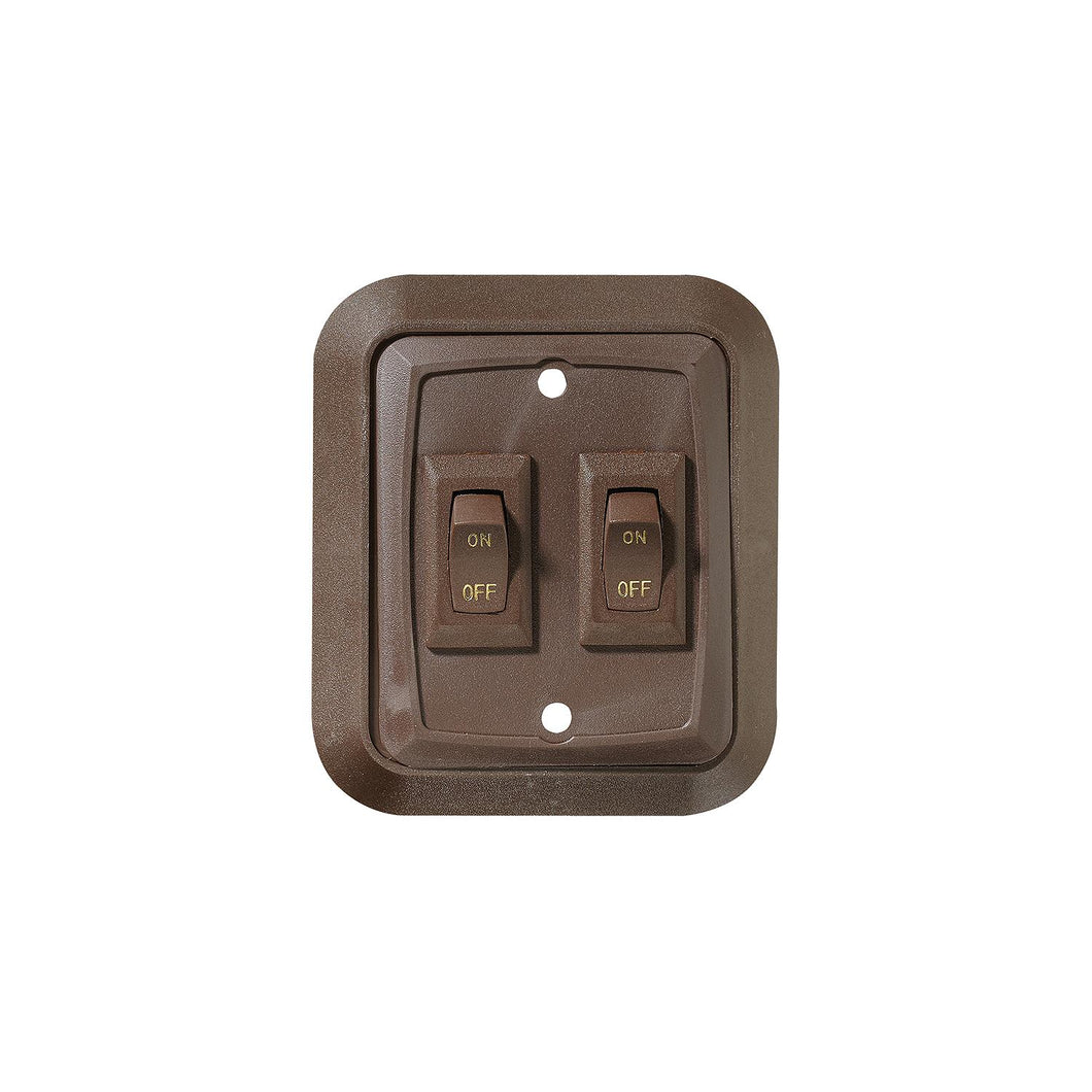 Wall Plate Switch, Brown, Double, 3.53