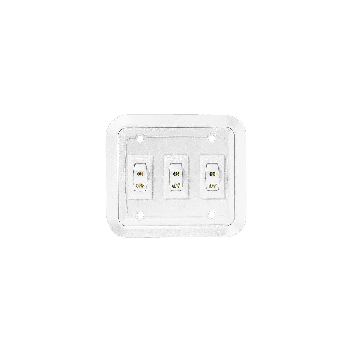 Wall Plate Switch, White, Triple, 3.53" x 4", On/Off - SPST - Includes Raised Bezel, Plate and Switch -Modern Boat Sales & Service