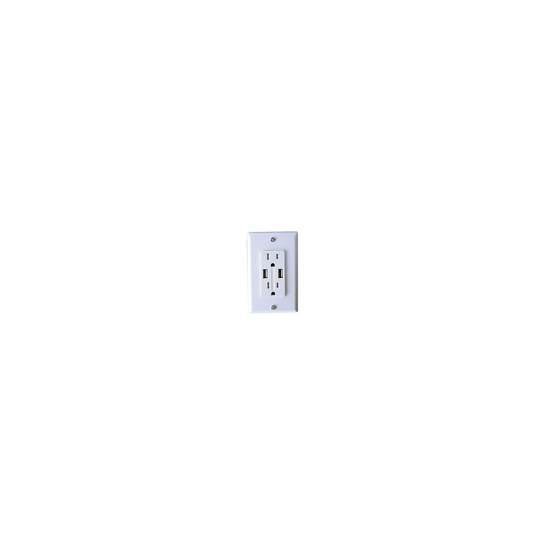 AC Dual Outlet with Cover & 2 USB Charge Ports, White -Modern Boat Sales & Service