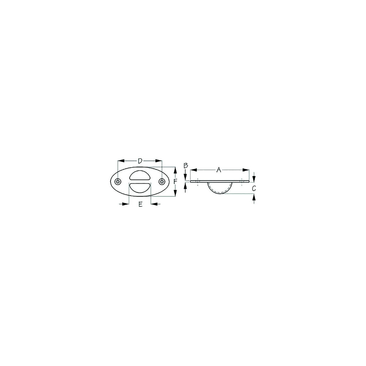Sea-Dog 0761021 Recessed Anchor Point, A=4", B=1/8", C=3/4", D=1-1/2" F= 2", #10 FH -Modern Boat Sales & Service