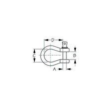 Sea-Dog Galvanized Shackle-Load Rated , A:7/8" , B:1-1/4, C:2", D:2-3/4", Max Load: 4-3/4 Ton -Modern Boat Sales & Service