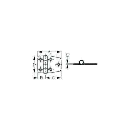 Sea-Dog 2035101 Dampening Short Side Door Hinge, #8 FH, Weight= .09/ .18 A= 2-1/8", B=11/16" C= 1-7/16", D= 1-1/2", E= 1/16" -Modern Boat Sales & Service