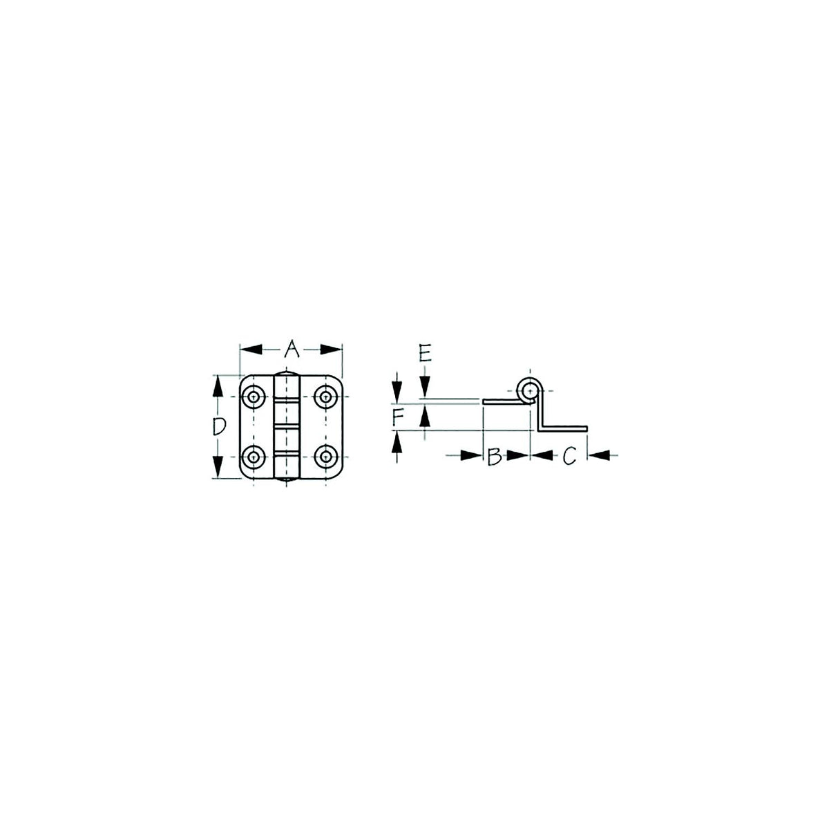 Sea-Dog 2035901 Dampening Offset Butt Hinge, #8 FH, Weight= .09/ .18, A= 1-1/2", B= 3/4", C=3/4" , D= 1-1/2", E= 1/16", 3/8" -Modern Boat Sales & Service