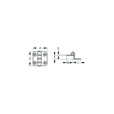 Sea-Dog 2035901 Dampening Offset Butt Hinge, #8 FH, Weight= .09/ .18, A= 1-1/2