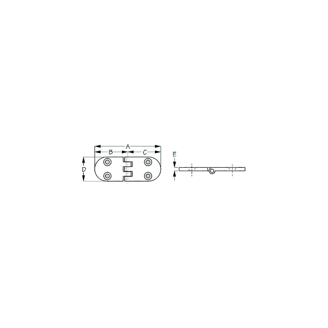Sea-Dog 2054611 Flush Round Door Hinge, A= 3-1/4