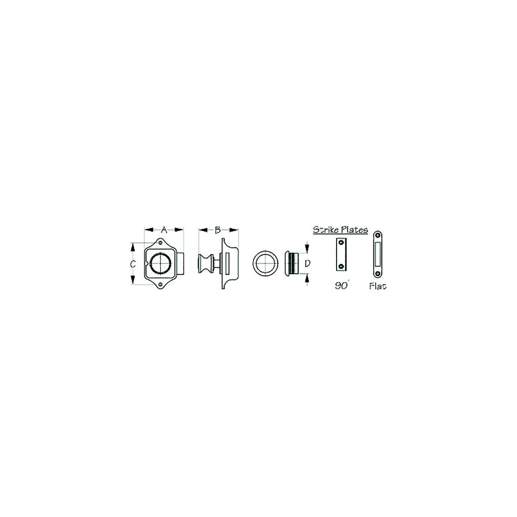 Seadog 2253001 Push Button Rim Latch, A: 1-15/16