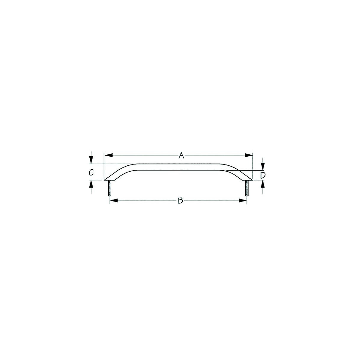 Sea-Dog 2546191 Stud Mount Handrail, Tube: 3/4", A: 24", B: 22-1/2", C: 2", D:1-1/4" Fastener: 5/16"-18 Nut, Black Matte -Modern Boat Sales & Service