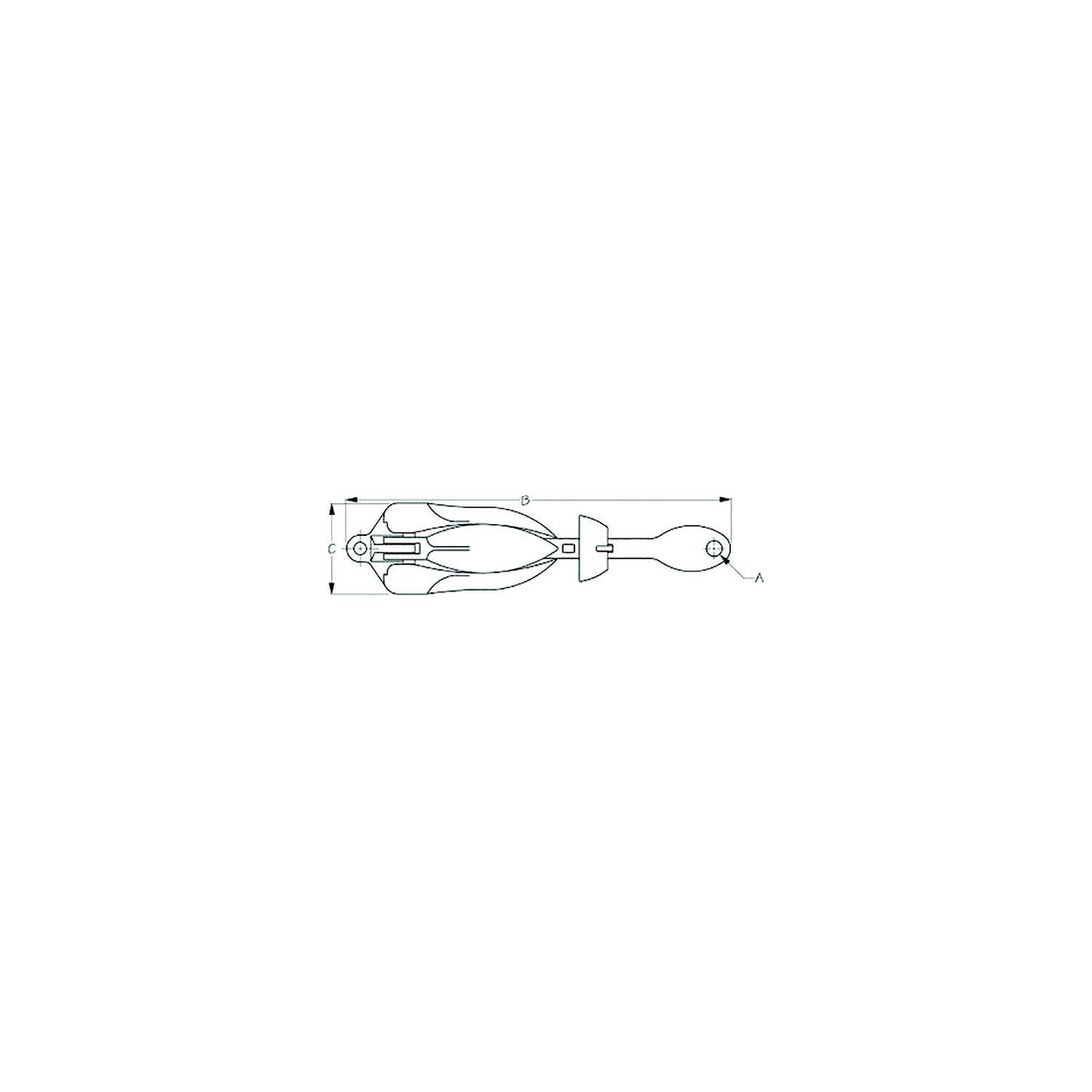 Sea-Dog 318022 Folding Grapnel Anchor, 22 lbs. A:1/2" , B:24-1/4", C:5", Boat Length: 22'-30', Line/Length: 3/8"150', Chain Length: 1/4"/10'-20' Default Title -Modern Boat Sales & Service
