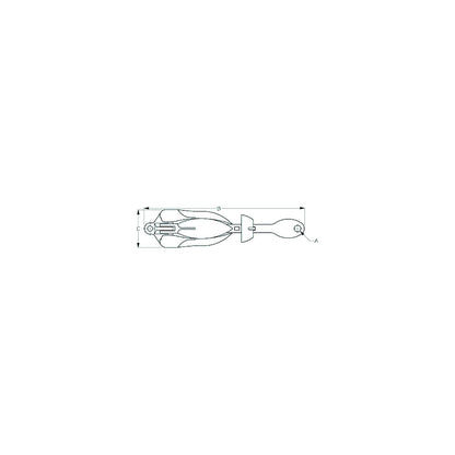 Sea-Dog 318022 Folding Grapnel Anchor, 22 lbs. A:1/2" , B:24-1/4", C:5", Boat Length: 22'-30', Line/Length: 3/8"150', Chain Length: 1/4"/10'-20' Default Title -Modern Boat Sales & Service