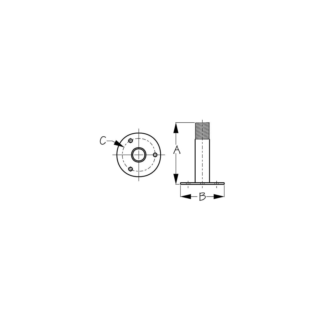 Sea-Dog 3295151 Fixed Antenna Base, A: 4-1/4