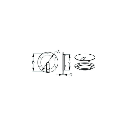 Sea-Dog 3364121 Low Profile Pop-Out Deck Plate, A: 8" , B:7-1/4", C=6-1/4", D: 3/16", White, #8 FH Default Title -Modern Boat Sales & Service