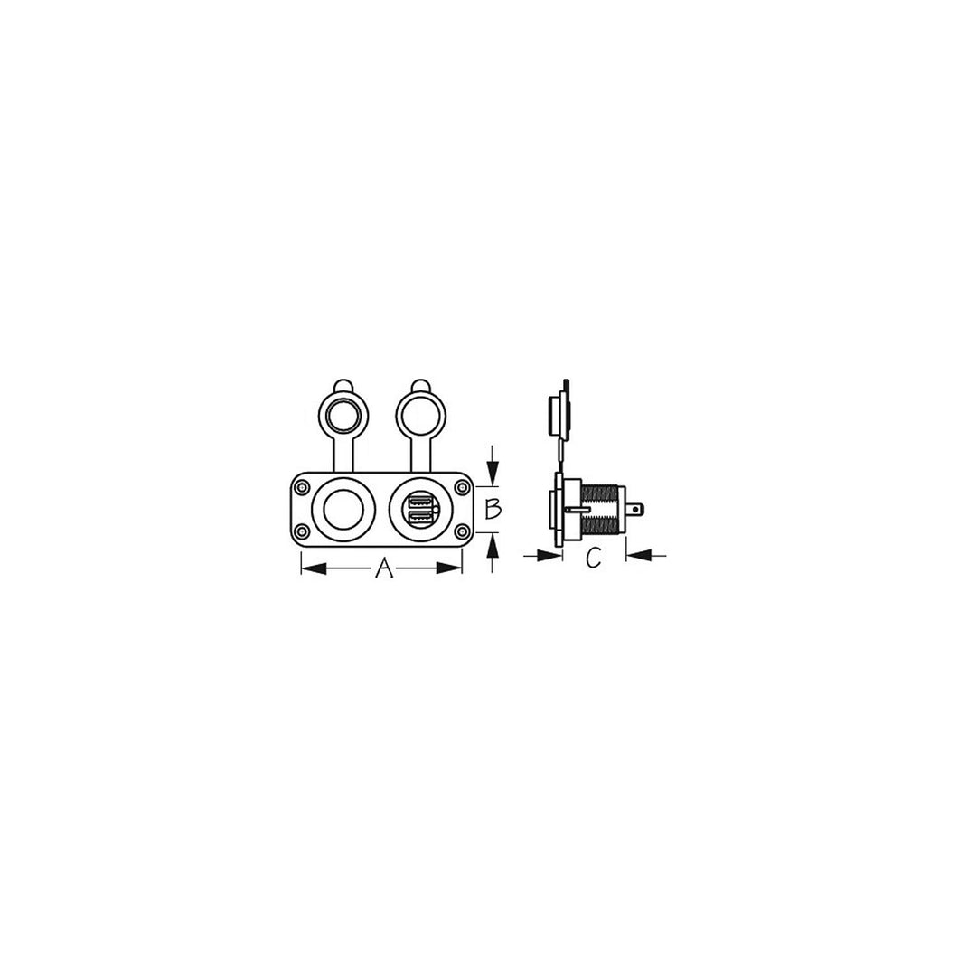 SeaDog 426505 Double USB 12V to 24V Input & Power Socket Panel | Includes Screws & Connectors Default Title -Modern Boat Sales & Service