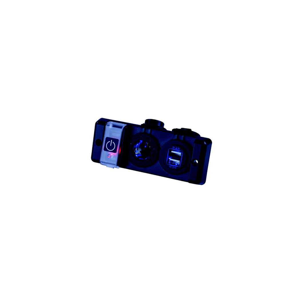 Seadog 426506-1 Double Usb & Power Socket Panel w/Breaker Switch Default Title -Modern Boat Sales & Service