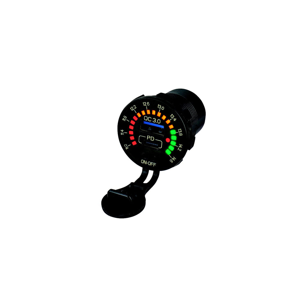 Seadog 4265191 Rainbow Volt Meter w/USB 3.0 & USB-C Power Socket -Modern Boat Sales & Service