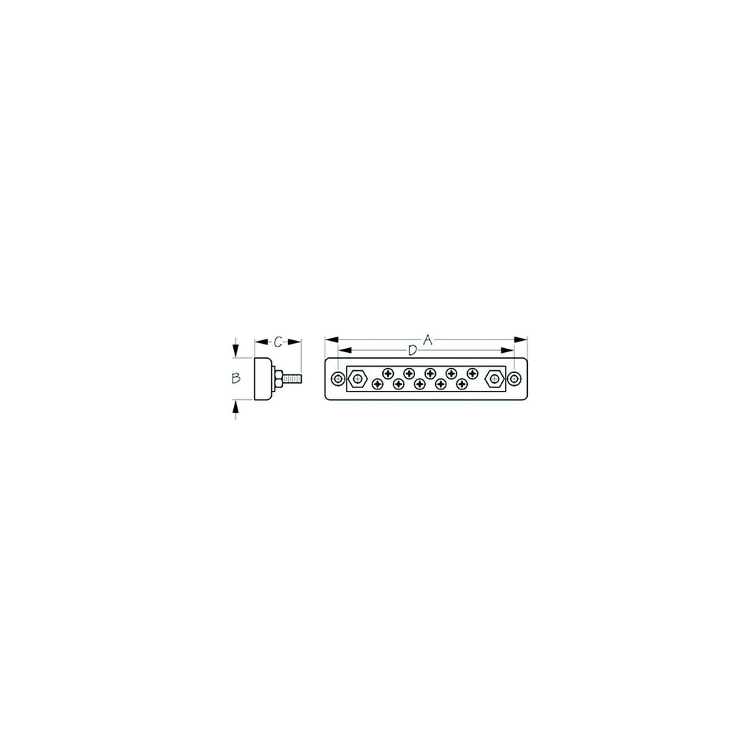 Sea-Dog 4267221 Buss Bar 10 Screw Terminal Block, 6